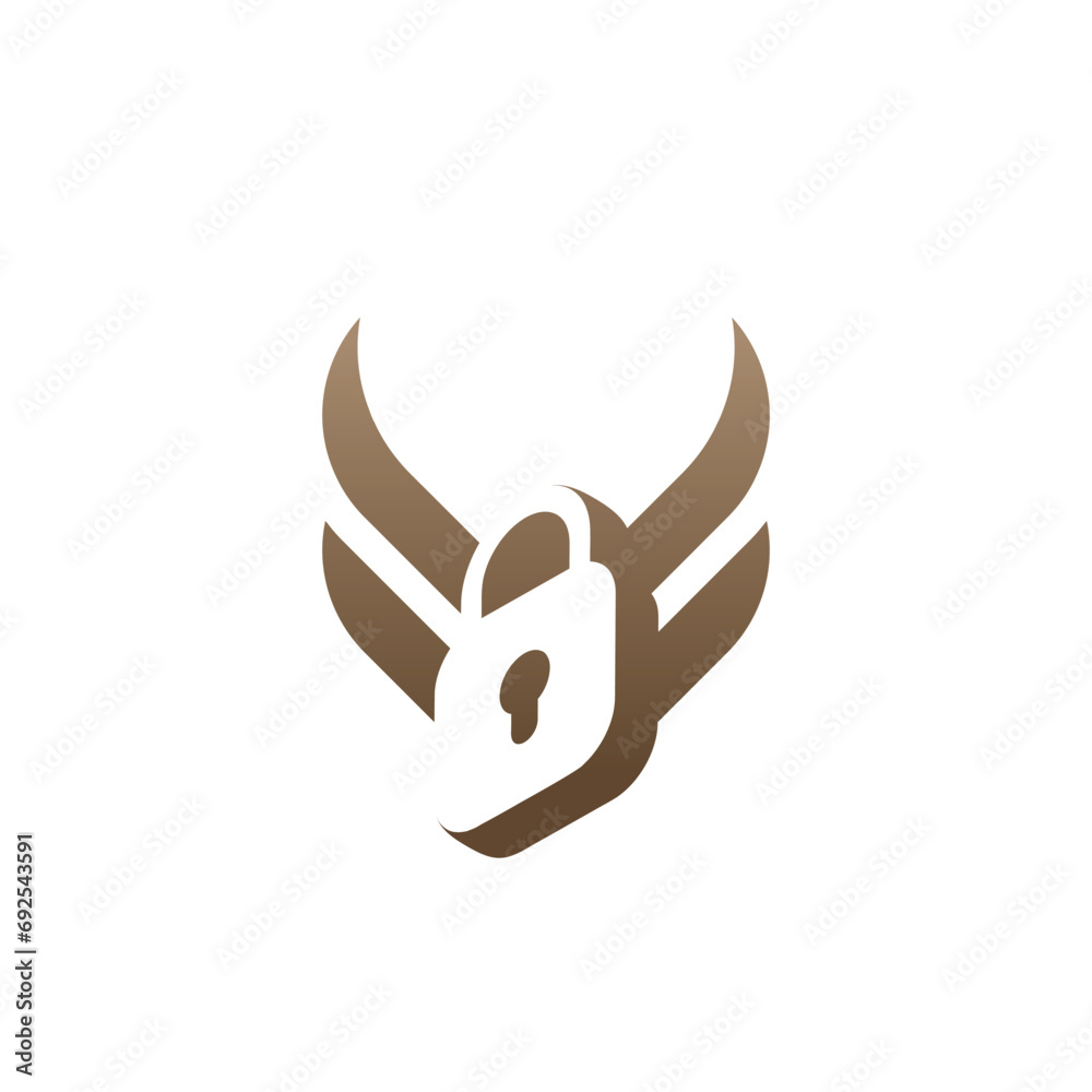 modern and elegant horn padlock logo modern and elegant horn padlock logo