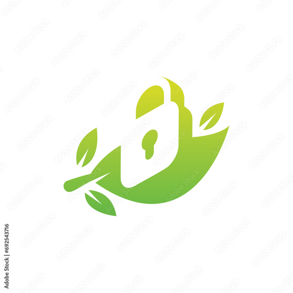 modern and elegant leaf padlock logo modern and elegant leaf padlock logo