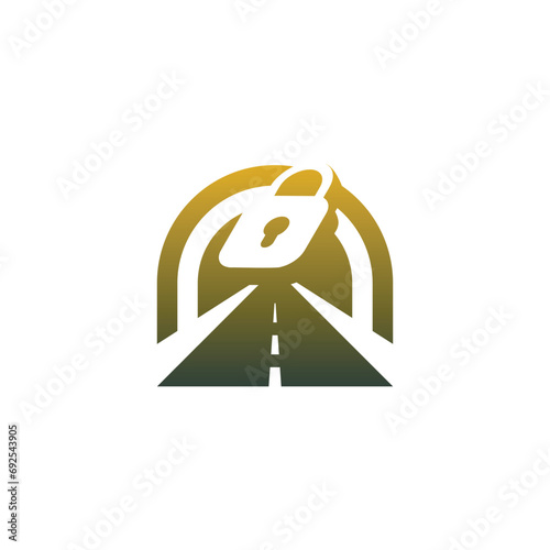 modern and elegant road padlock logo