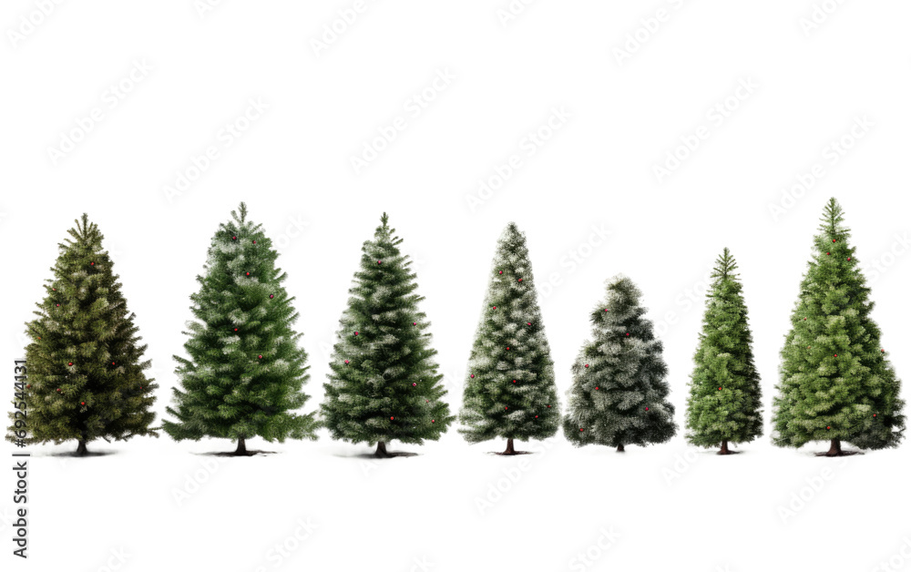 Diverse Array Christmas Tree Collection Showcase on a White or Clear Surface PNG Transparent Background Diverse Array Christmas Tree Collection Showcase on a White or Clear Surface PNG Transparent Background