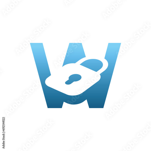 modern initial letter W padlock logo