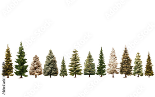 Assorted Trees Varied Christmas Collection Display on a White or Clear Surface PNG Transparent Background