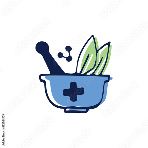 Hand drawn illustration of the preparation of herbal remedies from plants