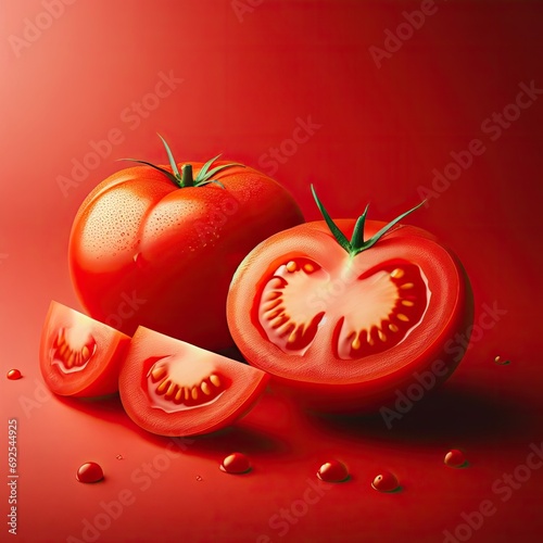 tomato isolated on red