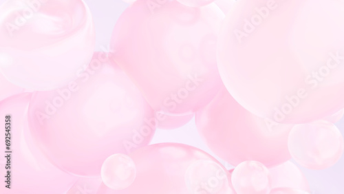 ポップな色合いが可愛らしいピンクの泡, ぷるぷるした質感の3Dレンダリングイメージ photo