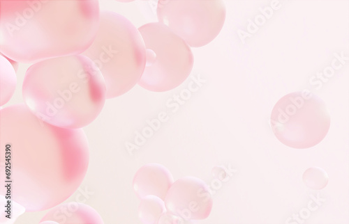 Pink bubbles floating on a simple background, 3D rendered image of chunky textured bubbles photo