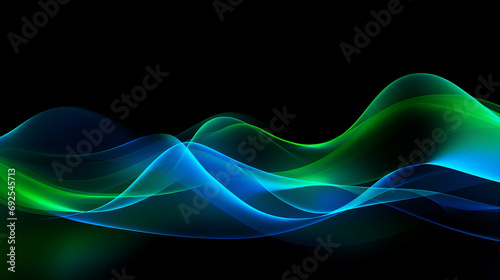 Vibrant Blue and Green Abstract Vector Wave Lines - Modern Artistic Design for Dynamic Motion, Contemporary Illustration with Gradient Fluidity, and Smooth Creative Decoration.