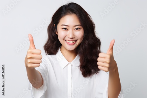 Happy Woman Giving Thumbs Up Gesture