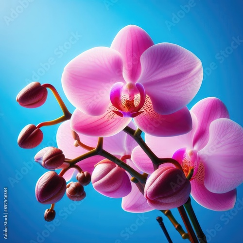 orchid on blue background