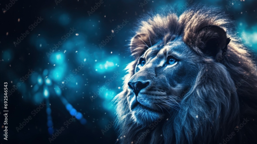 Naklejka premium lion in the night