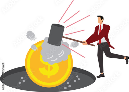 Hitting Bubble Businessman, Amusement Park, Banking, Bankruptcy, Blockchain, Breaking