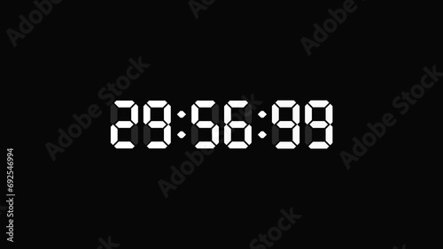 30 minutes countdown timer, digital countdown clock