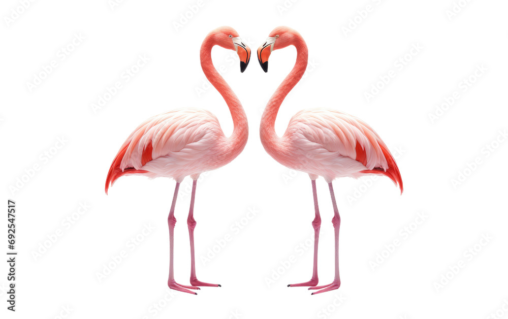 Obraz premium Pink Elegance Flamingos Distinctive Appearance on a White or Clear Surface PNG Transparent Background