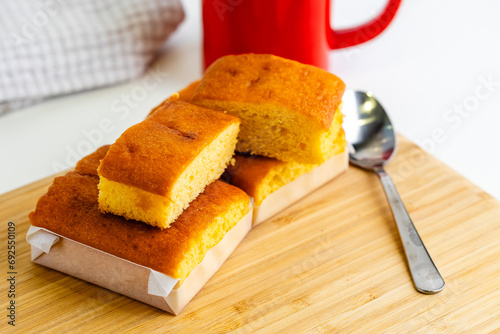 sobaos pasiegos, typical sweet from Cantabria in Spain, ready to eat for breakfast photo