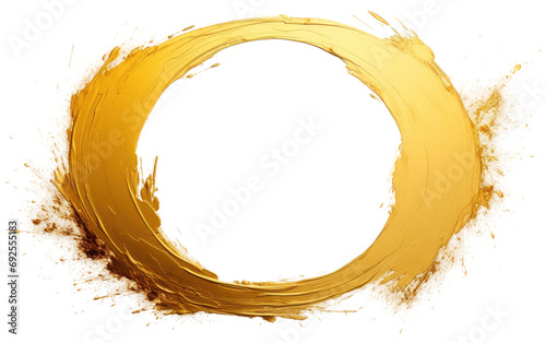 Brushs Mastery Gleaming Gold Circle on a White or Clear Surface PNG Transparent Background