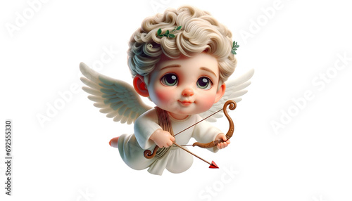 Cute little cupid isolated. photo