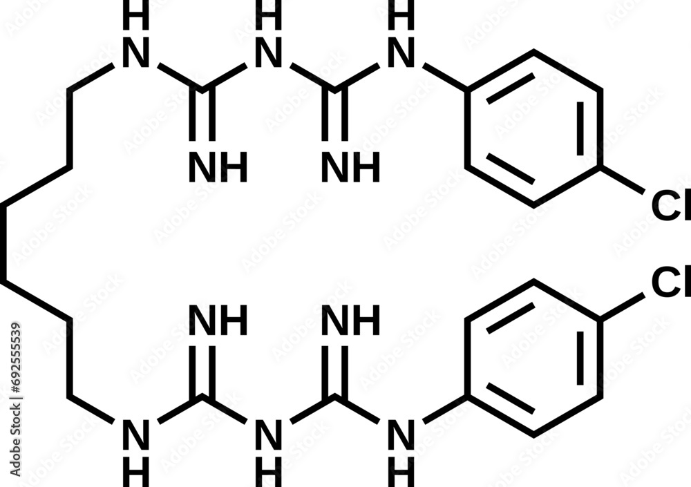 Chlorhexidine structural formula, vector illustration Stock Vector ...