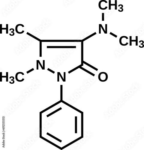 Aminopyrine structural formula, vector illustration 