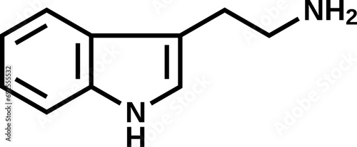 Tryptamine structural formula, vector illustration 