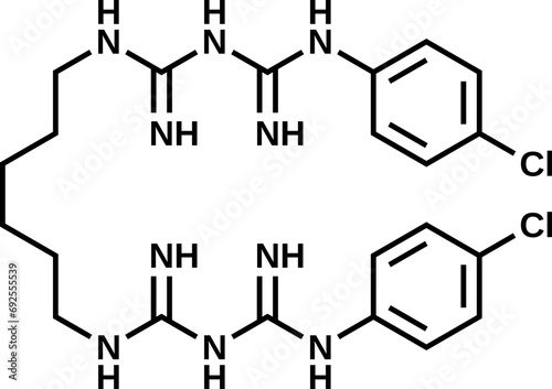 Chlorhexidine structural formula, vector illustration photo