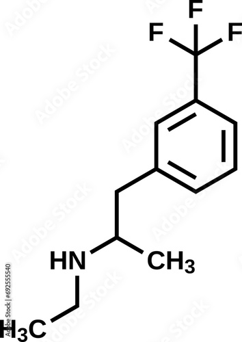 Fenfluramine structural formula, vector illustration photo