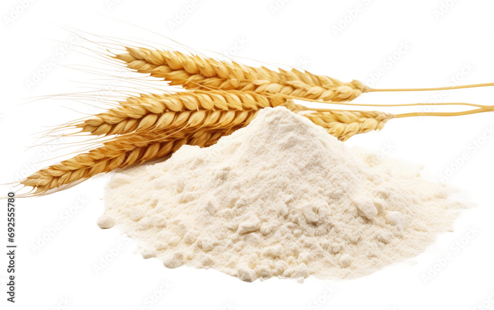 Culinary Foundation White Wheat Flour on a White or Clear Surface PNG Transparent Background - obrazy, fototapety, plakaty 