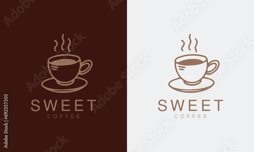Premium coffee shop logo. Arabica cappuccino emblem. Vector illustration.