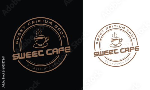 Premium coffee shop logo. Arabica cappuccino emblem. Vector illustration.