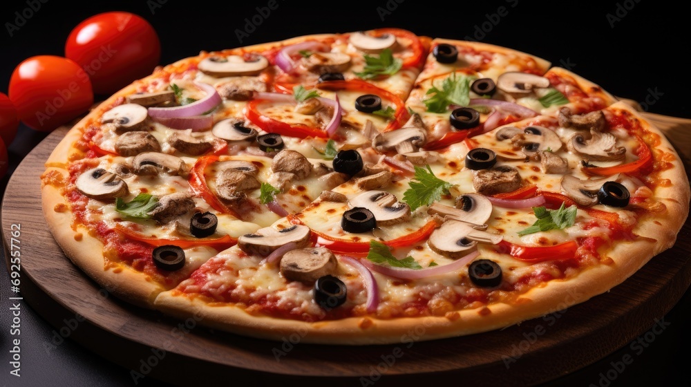 Vegetarian pizza cutout. Generative AI Vegetarian pizza cutout. Generative AI