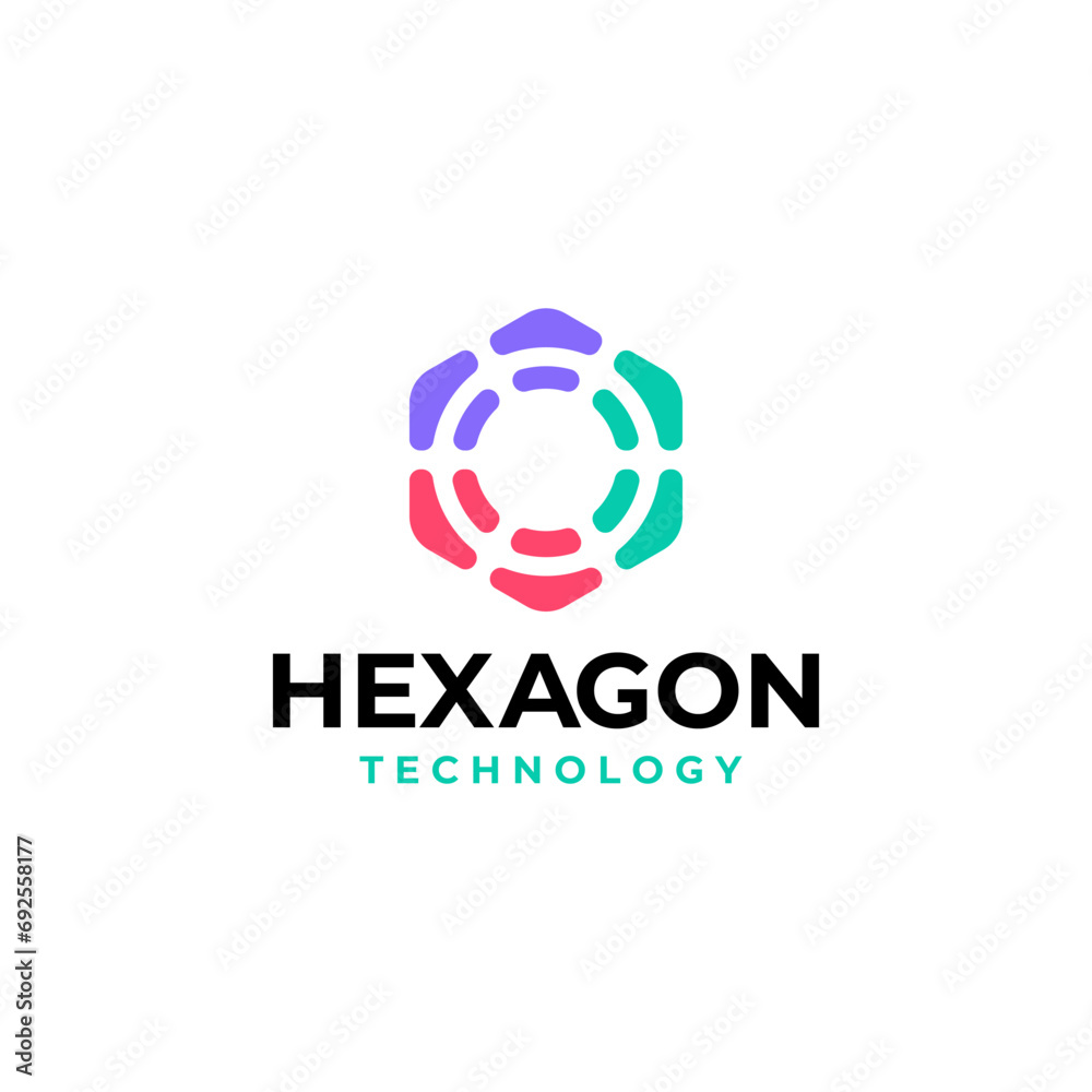 Modern Hexagon Circle Technology logo icon design template. Vector illustration	