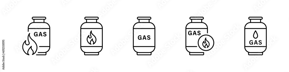 Gas tank icon set. Gas tank sign. Fuel lpg cylinder set vector icons. Fuel tank outline sign. Gas tank icon set. Gas tank sign. Fuel lpg cylinder set vector icons. Fuel tank outline sign.