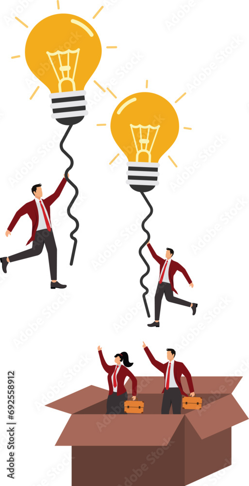 Businessman to fly outside the box Businessman to fly outside the box