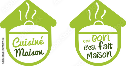 Logo cuisiné maison, fait maison, fabrication maison label et qualité