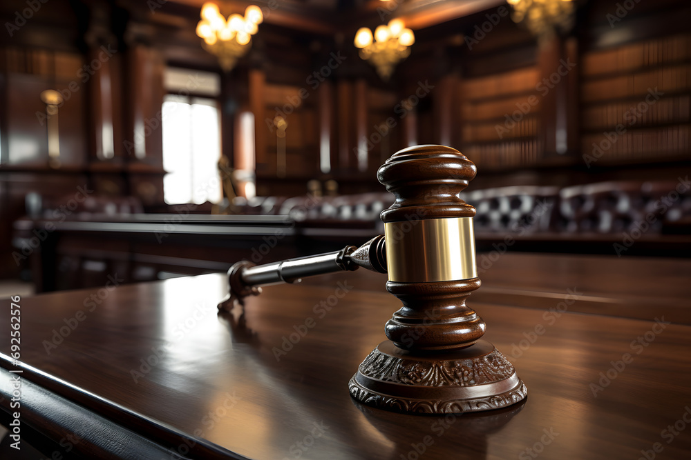 Gavel on the table. Court of Law and Justice. Gavel on the table. Court of Law and Justice.