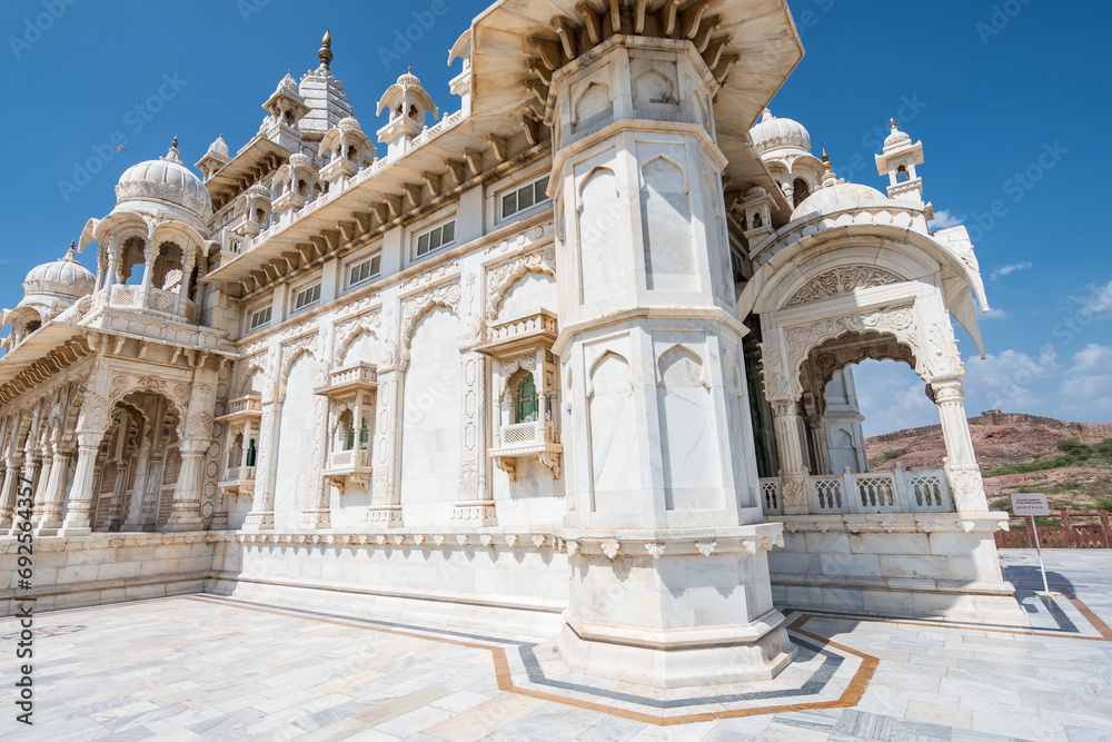 views of Jaswant Thada white palace in jodphur, india