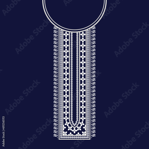 Geometric tribal neckline embroidery for cloth and fabric 