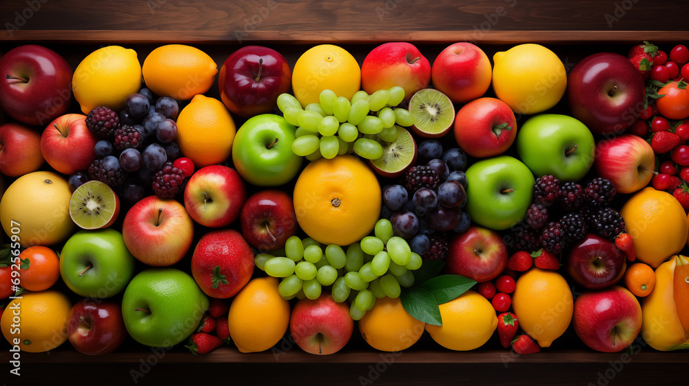 fruit on a wooden table top view, healthy eating concept fruit on a wooden table top view, healthy eating concept