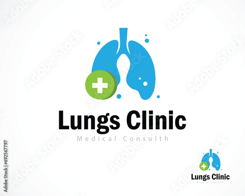 lungs clinic logo creative design concept health consulting plus symbol icon