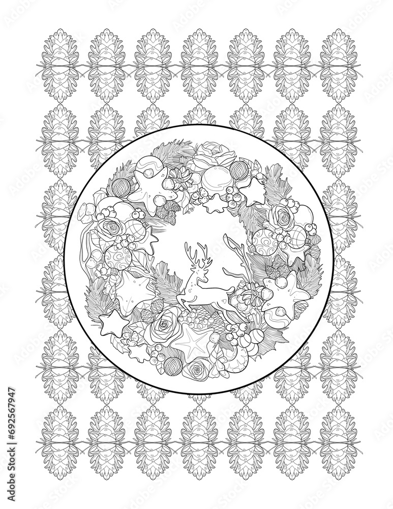 Winter coloring pages for adults  Christmas and Happy New Year 