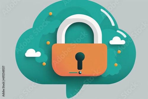 Lock Icon in Turquoise Speech Bubble