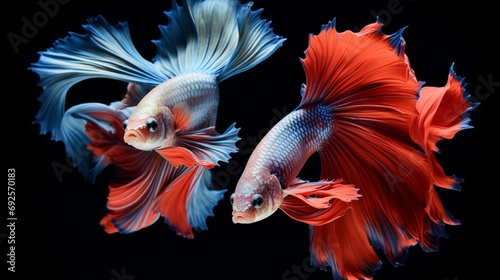 A pair of Siamese fighting fish displaying vibrant fins © Creativemind93