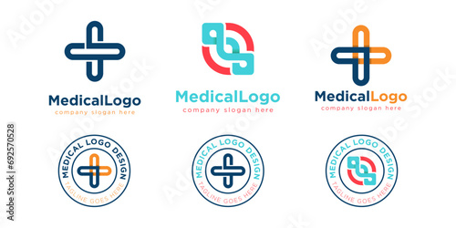 Modern Healthcare Medical Logo. Cross Sign Health Icon. isolated on White Background. Flat Vector Logo Design Template Element.