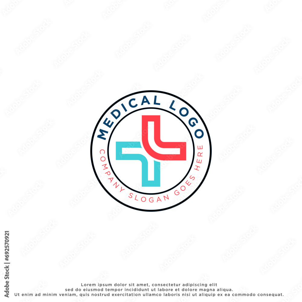 Modern Healthcare Medical Logo. Cross Sign Health Icon. isolated on White Background. Flat Vector Logo Design Template Element. Modern Healthcare Medical Logo. Cross Sign Health Icon. isolated on White Background. Flat Vector Logo Design Template Element.