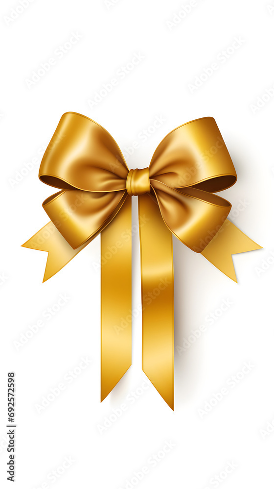 Golden Ribbon with Bow isolated on a white background,
