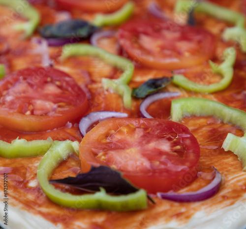 Fresh and delicious pizza with tomatoes