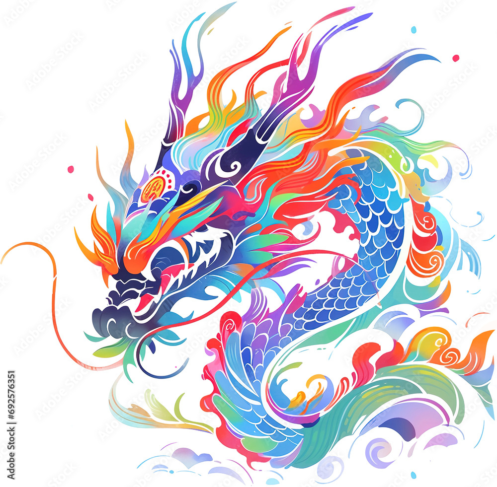 Obraz premium Fantasy Chinese dragon, isolated cartoon illustration. Illustrations are available