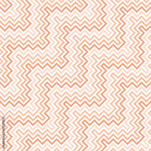 Seamless peach fuzz color diagonal zigzag pattern on white background. Color of the year 2024