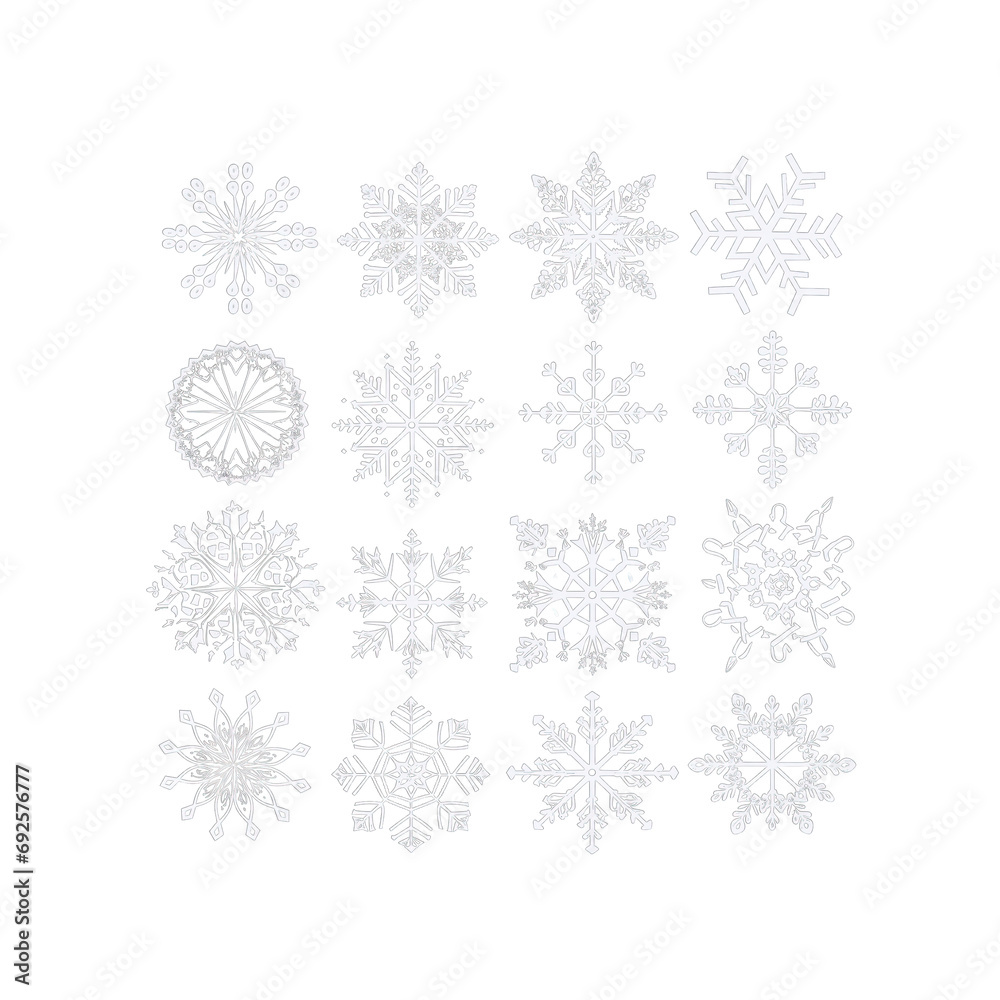 a collection of snowflakes in white, each intricately designed with unique patterns, looks awesome in any color background a collection of snowflakes in white, each intricately designed with unique patterns, looks awesome in any color background