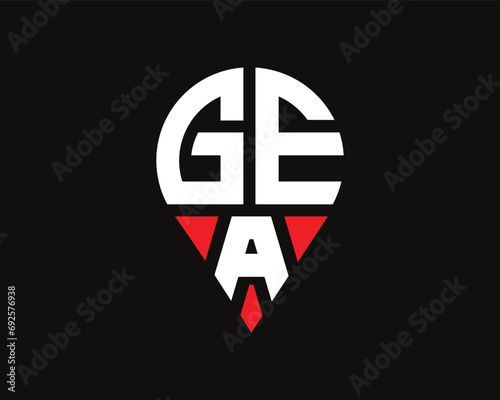 GEA letter location shape logo design.