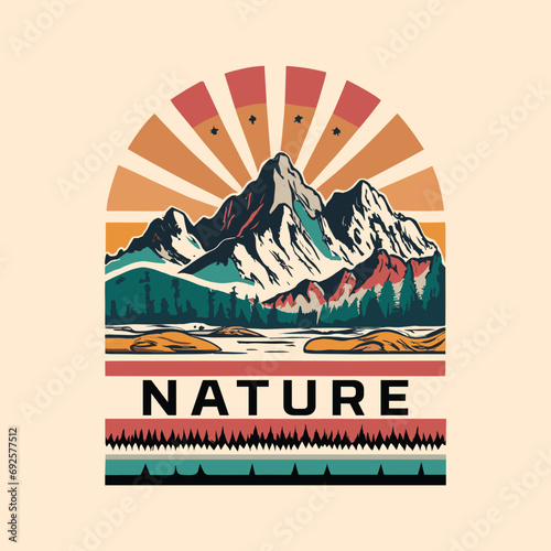 vector nature mountain t-shirt design illustration